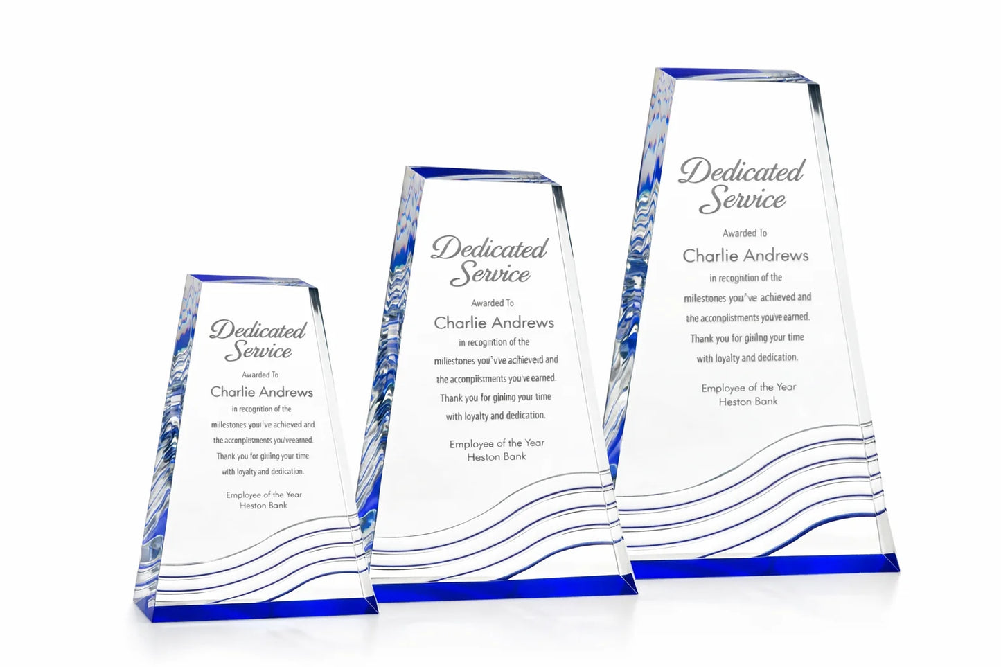 Custom Blue Accent Acrylic Service Award