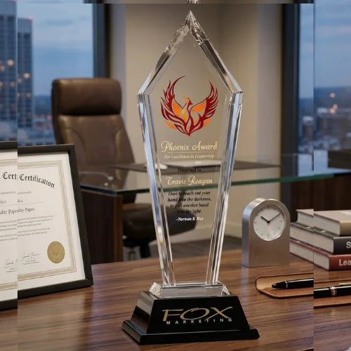 Executive Engraved Signature Peak Crystal Award