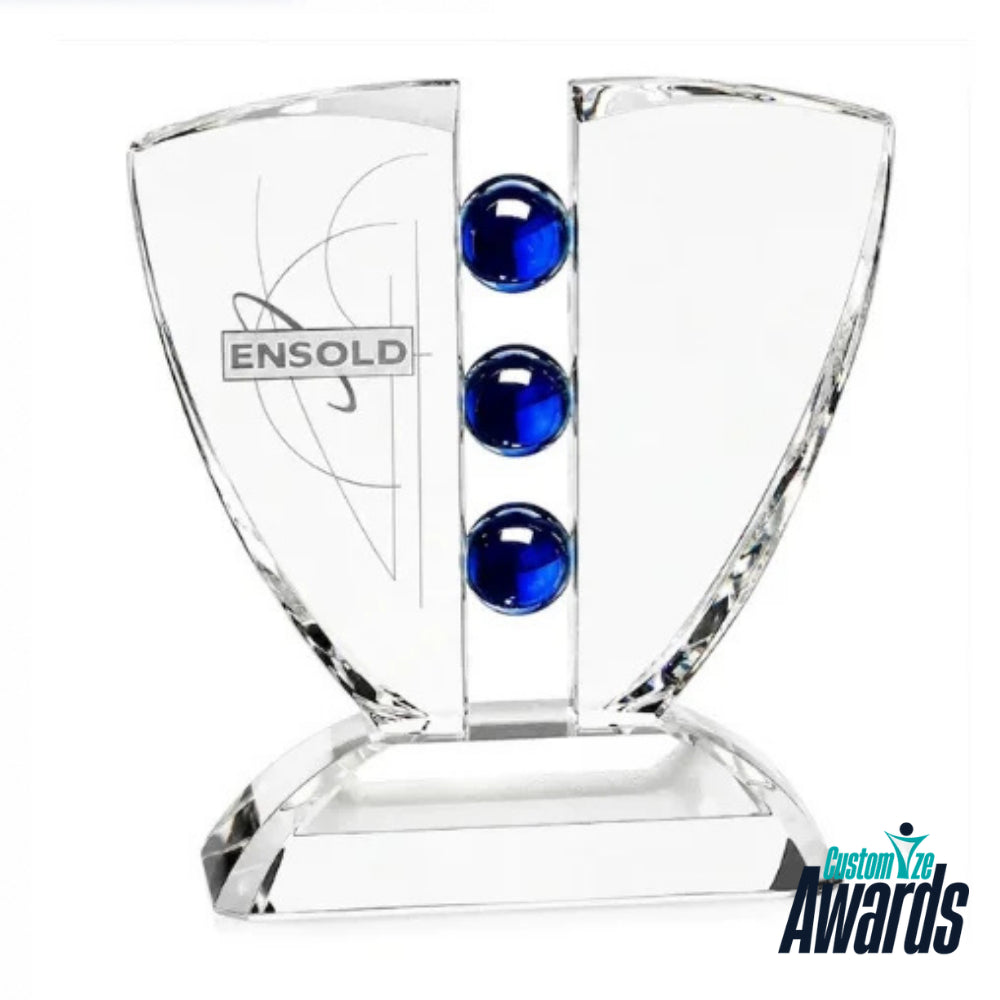 Pinion Indigo Crystal | Trophée en cristal gravé de reconnaissance