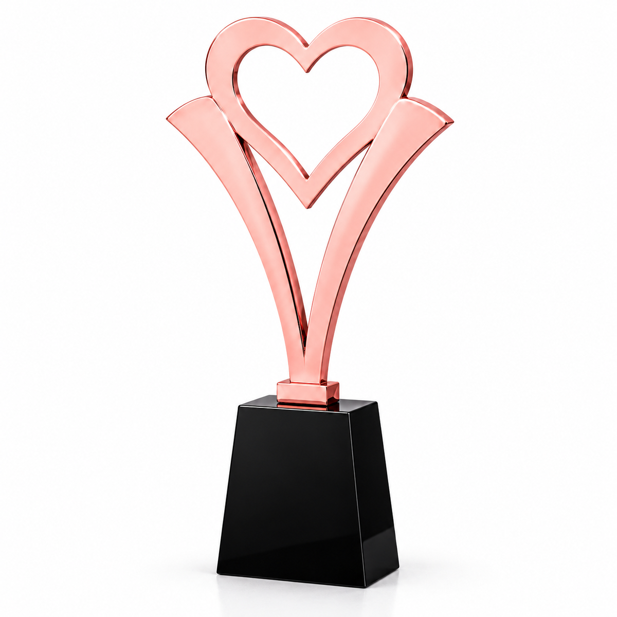 Custom rose gold metal heart trophy for Thanksgiving employee and client appreciation