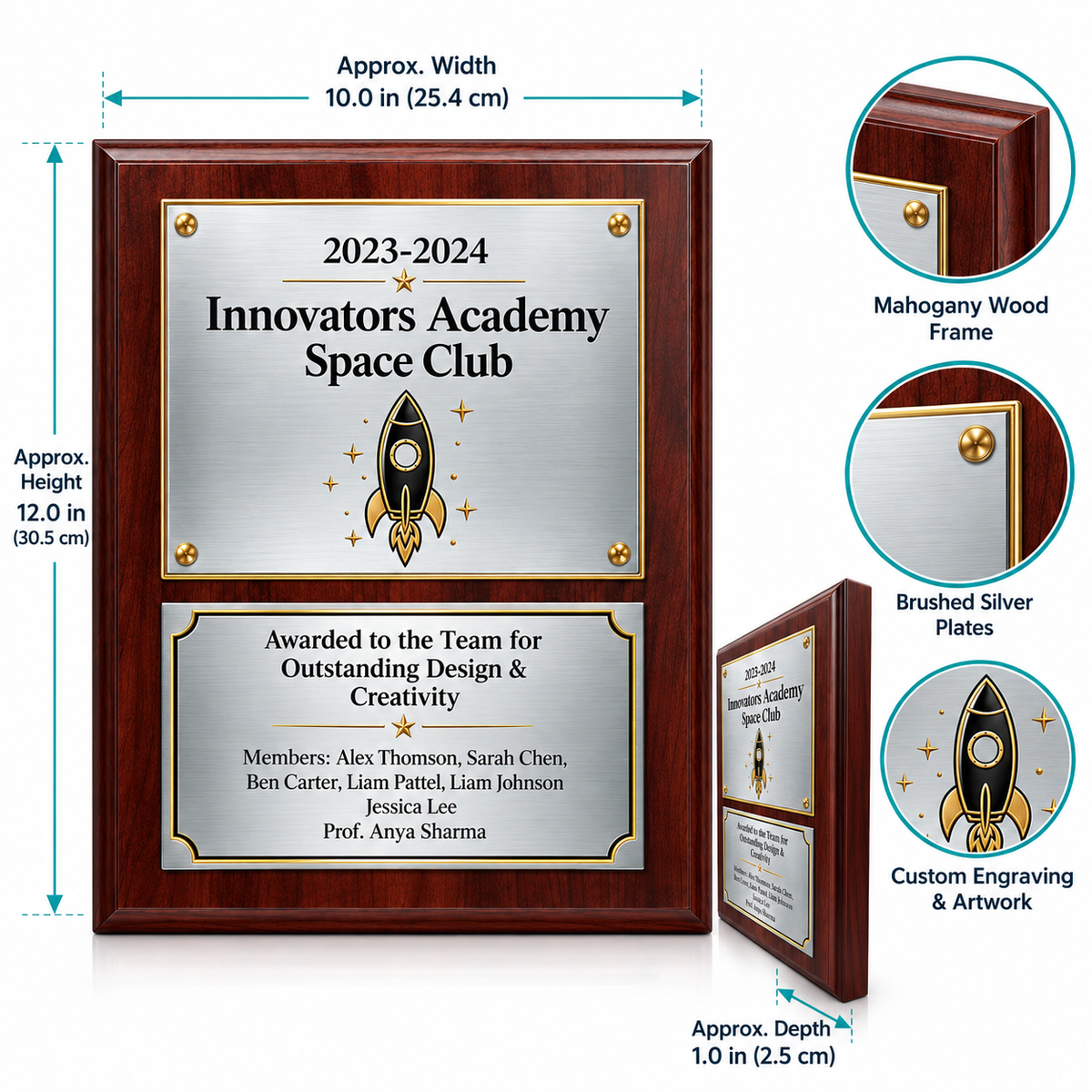 Walnut Stellar | Elegant Wood Plaque for Employee Excellence