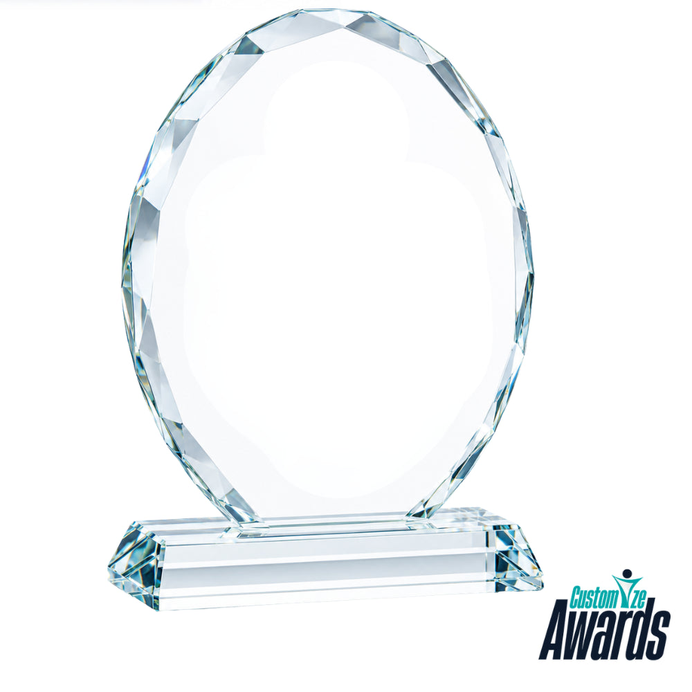 Faceted Edge Oval | Personalized Crystal Recognition Award