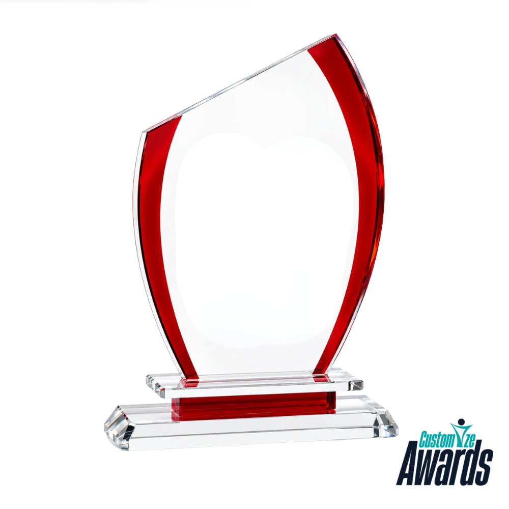 Récompense en Cristal Ovale | Reconnaissance Personnalisée | Semi Rouge