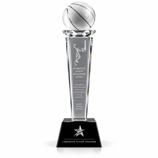 Silver Hoops | Custom Basketball Sports Leadership Award Trophy