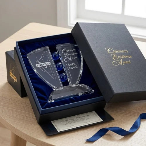 Personalized Pinion Indigo Crystal Award Trophy