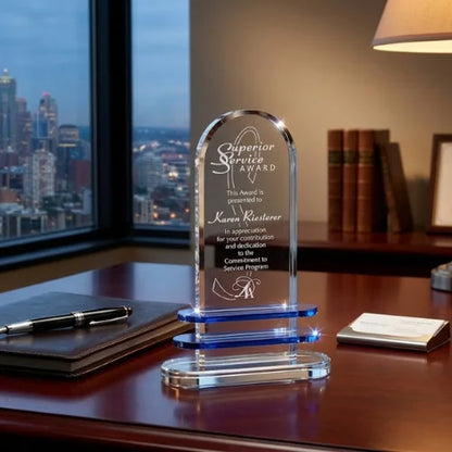 Personalized Pearl Lake Crystal Award Trophy