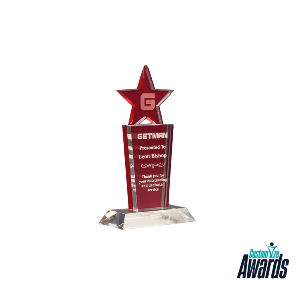 Star Ruby | Custom Crystal Corporate Service Award