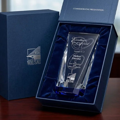Personalized Valera Indigo Crystal Award Trophy