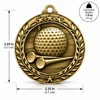 Grande étoile | Médaille de golf personnalisée pour performance en tournoi