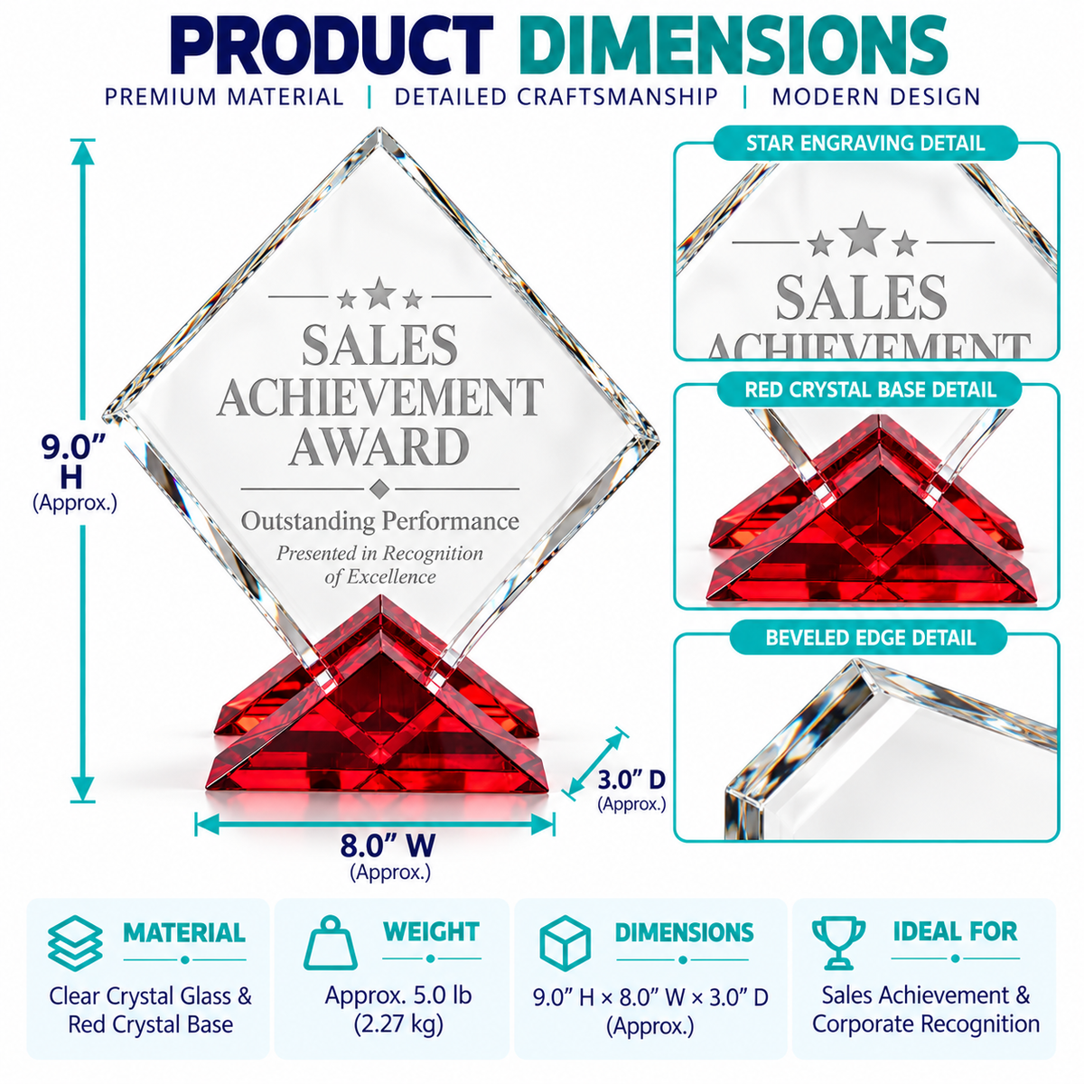 Ruby Crest | Custom Crystal Sales Achievement Award