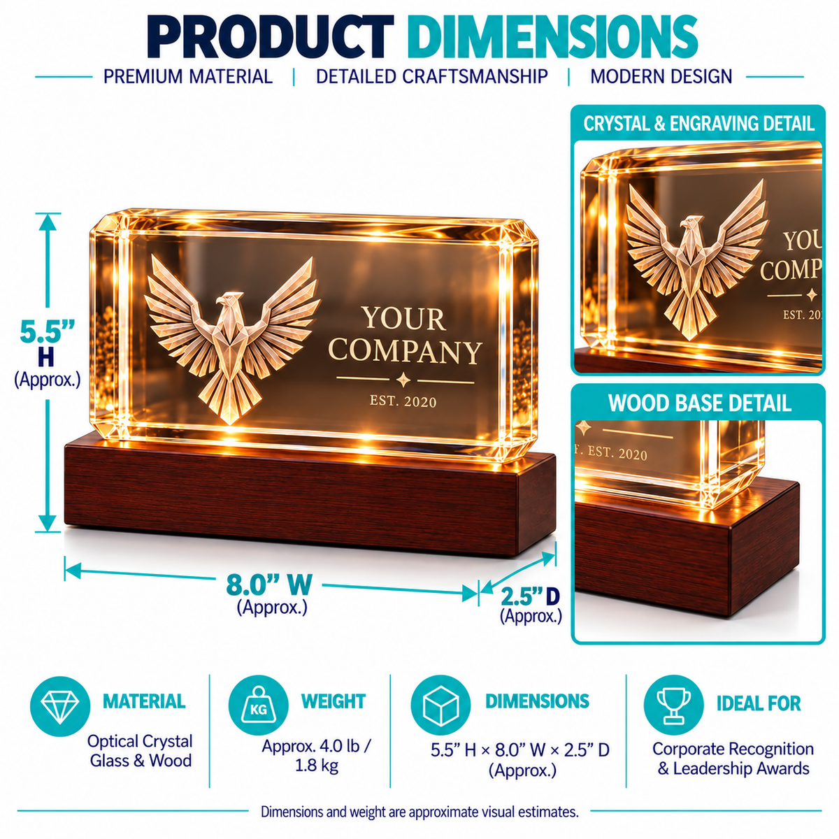 Gratitude Peak | Thanksgiving Crystal and Wood Appreciation Award