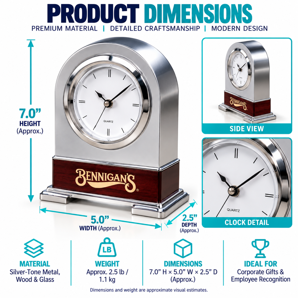 Heritage Timepiece | Custom Corporate Desk Clock Award