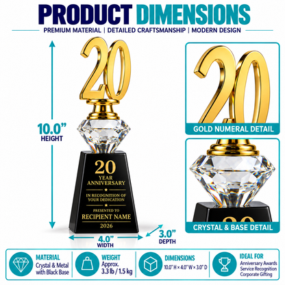 Regal Milestone | Custom Crystal 20 Year Service Anniversary Award