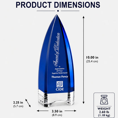 Culmination Indigo Kristall | Gravierte Anerkennungstrophäe