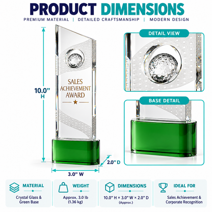 Emerald Crest | Custom Crystal Sales Achievement Award