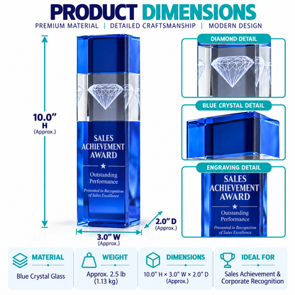 Sapphire Crest | Custom Crystal Sales Achievement Award