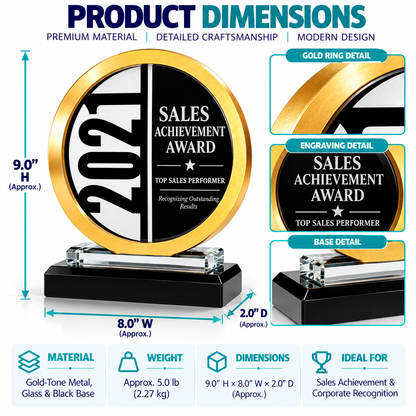 Golden Crest | Custom Crystal Sales Achievement Award