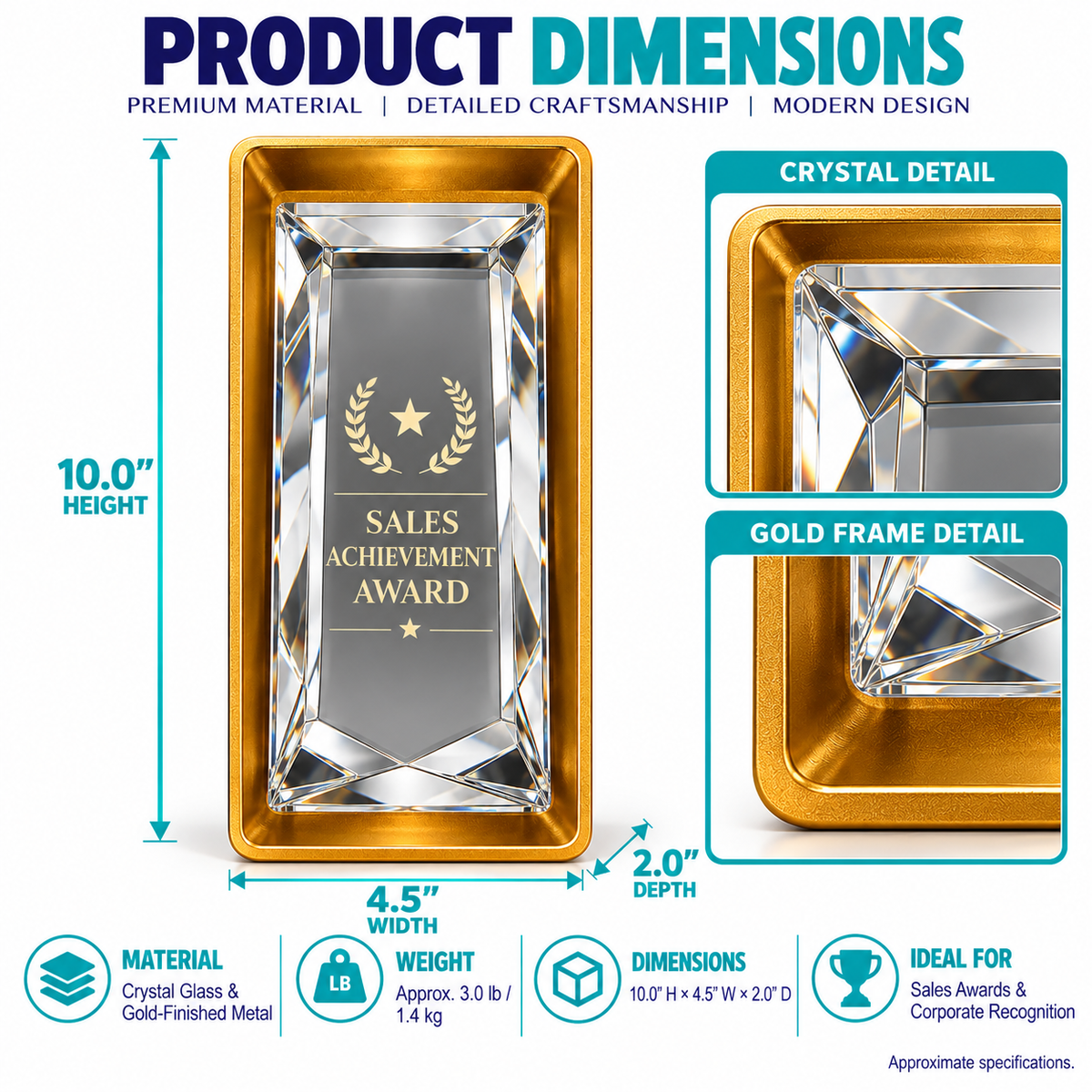 Goldhaven | Custom Crystal Sales Achievement Award