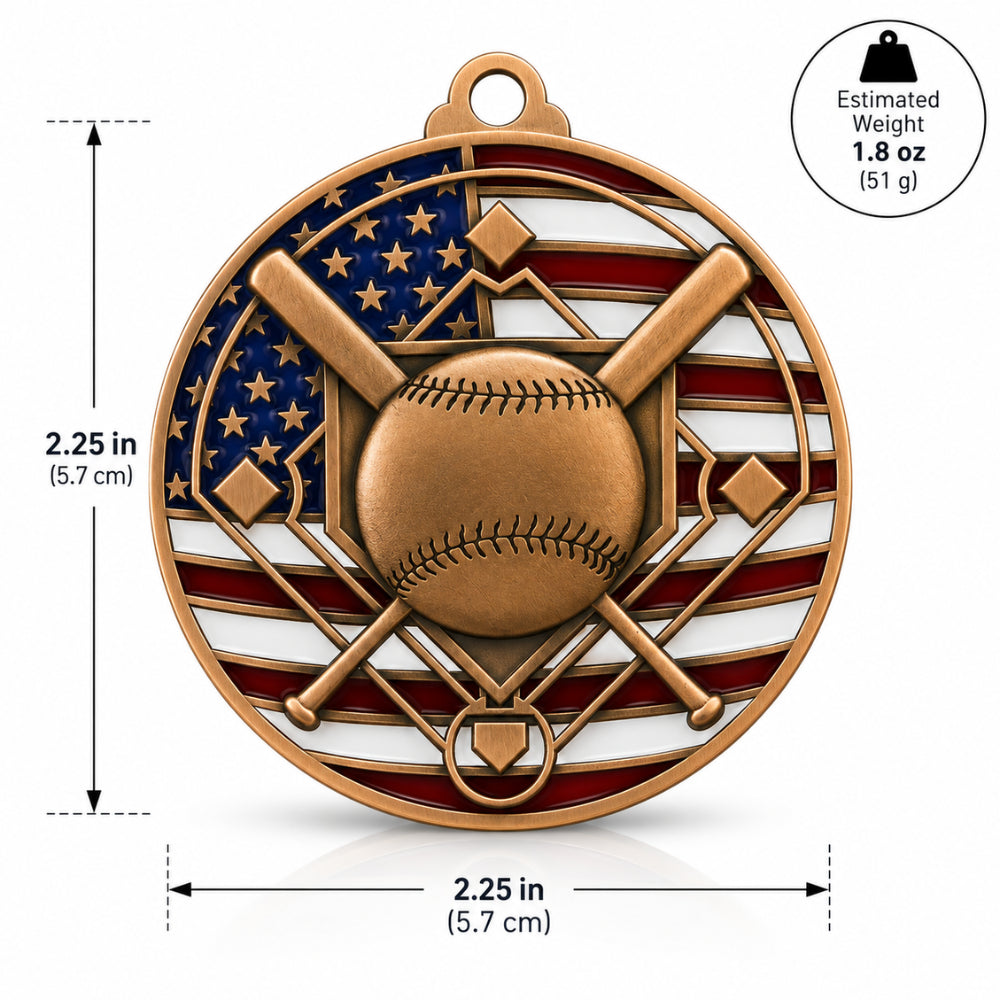 USA Flag | Custom Baseball Medal for Athletic Achievement