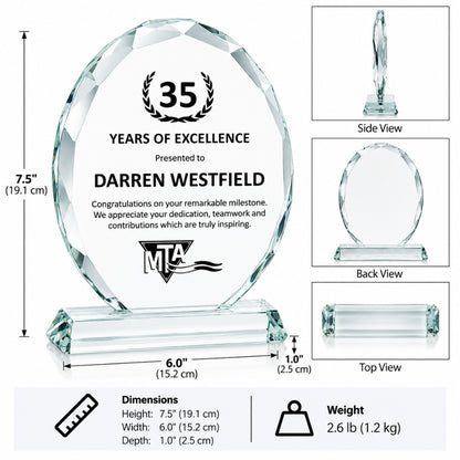 Faceted Edge Oval | Personalized Crystal Recognition Award
