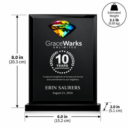 Prismatic Crystal | Custom Engraved Plaque Award for Employee Recognition