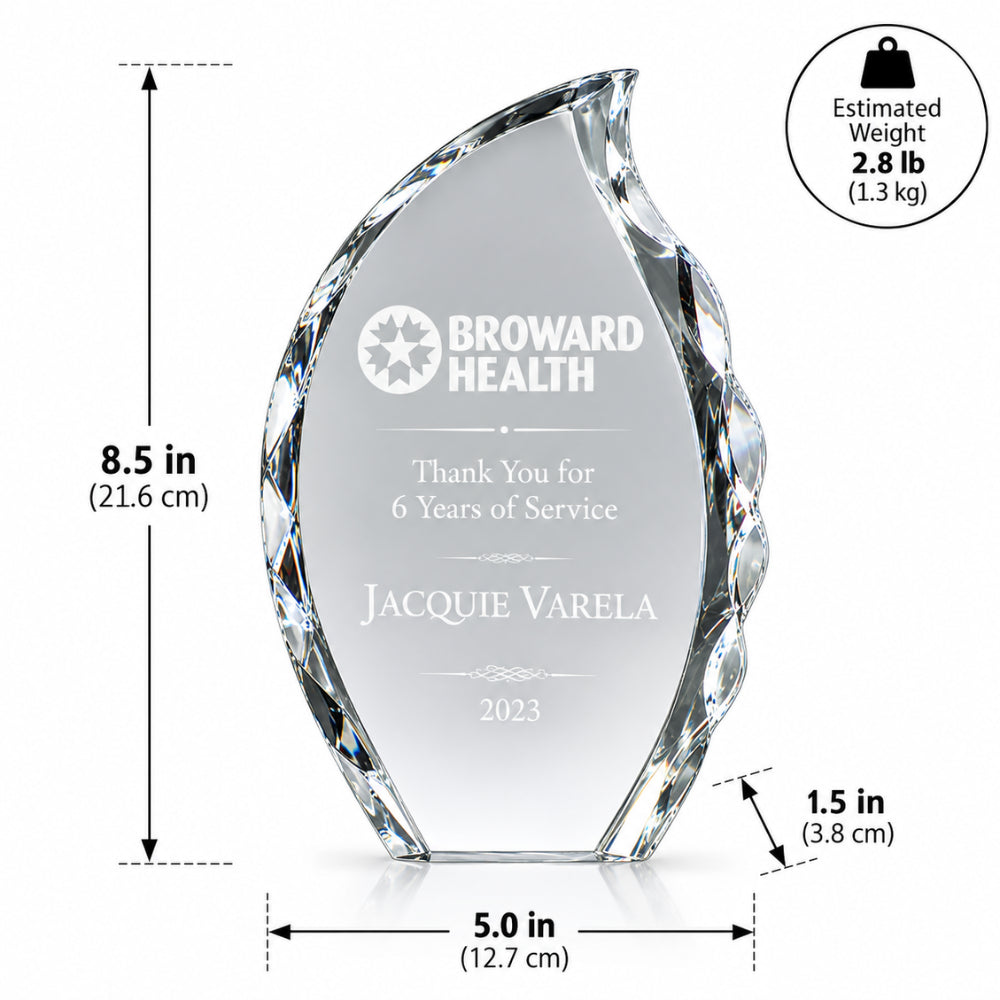 Radiance Flame | Custom Crystal Service Awards For Employee Recoginition