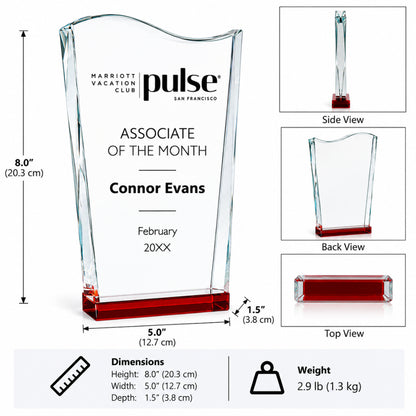 Coin Rouge | Trophée en cristal gravé personnalisé