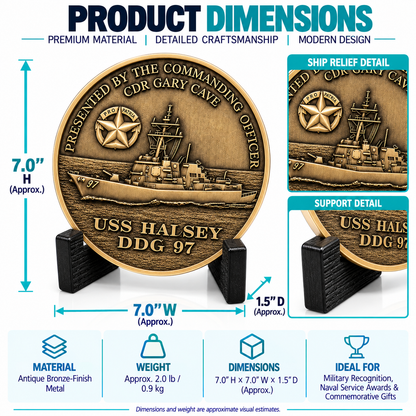 Benutzerdefinierte USS Halsey Challenge Coin – Antikmessing Navy Command Coin