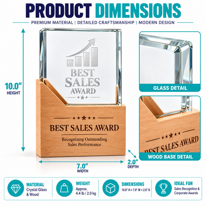 Oakspire Legacy | Custom Crystal and Wood Sales Excellence Award