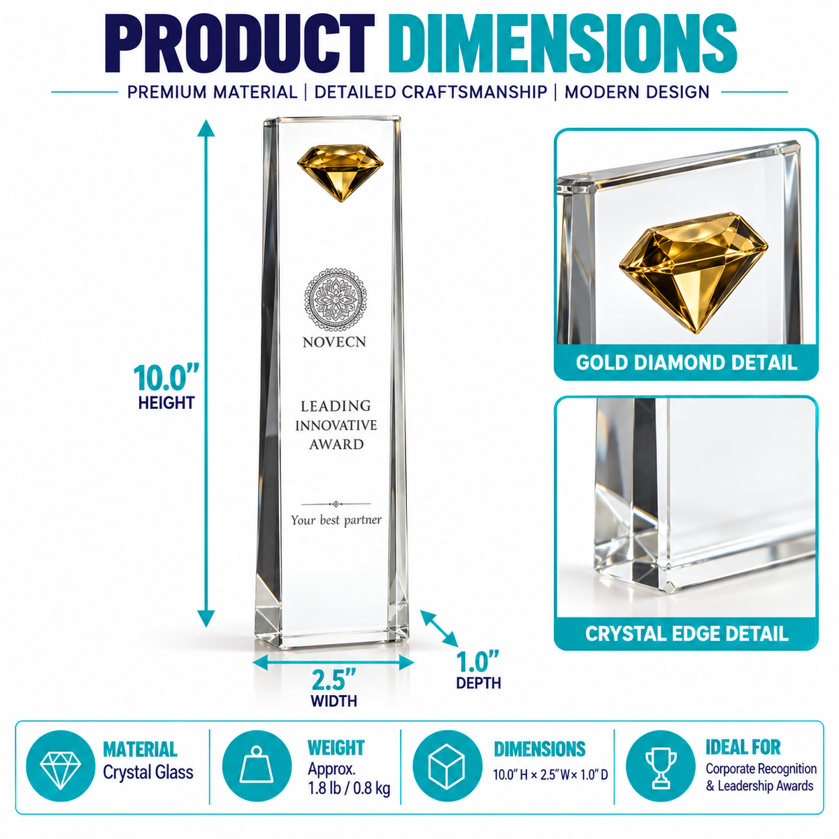 Diamond Crest | Custom Crystal Sales and Marketing Achievement Award