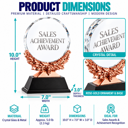 Copper Laurel | Custom Crystal Sales Achievement Award