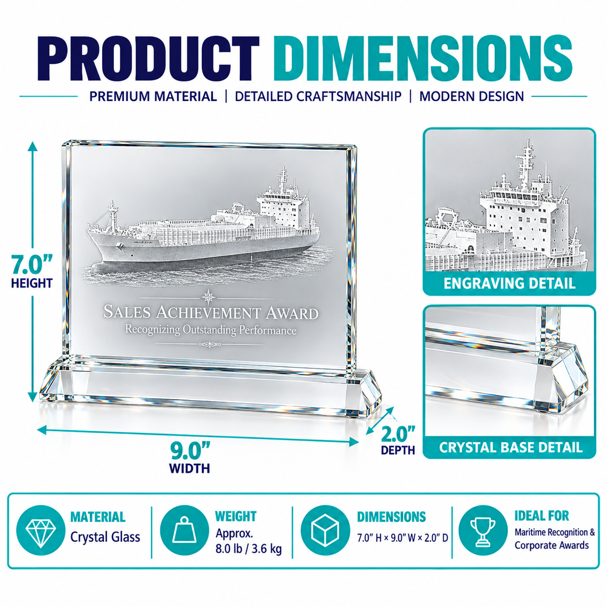 Oceancrest Legacy | Custom Crystal Sales Achievement Recognition Award