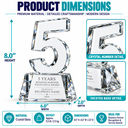 Noble Rise | Custom Crystal 5 Years of Service Recognition Award