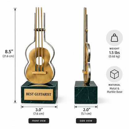 Guitare faite main | Trophée en métal pour une réussite musicale