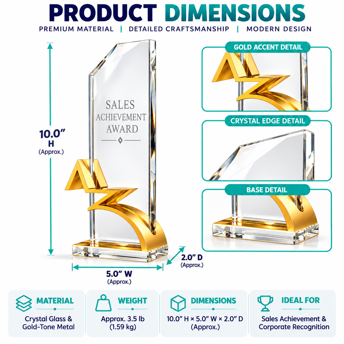 Golden Apex | Custom Crystal Sales Achievement Award