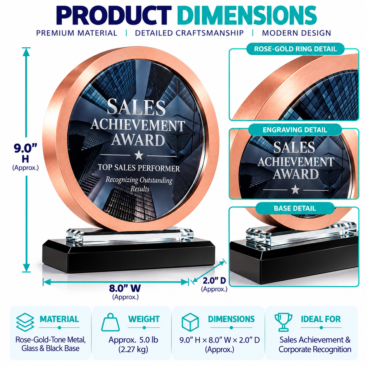 Copper Crest | Custom Crystal Sales Achievement Award