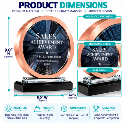Copper Crest | Custom Crystal Sales Achievement Award