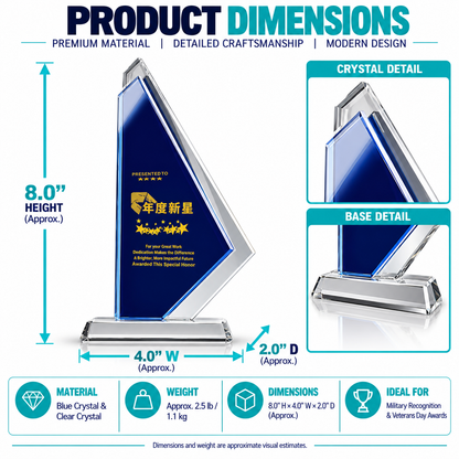 Liberty Pinnacle | Veterans Day Blue Crystal Military Recognition Award