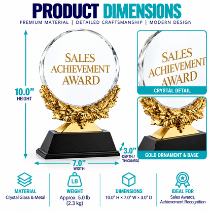 Golden Laurel | Custom Crystal Sales Achievement Award