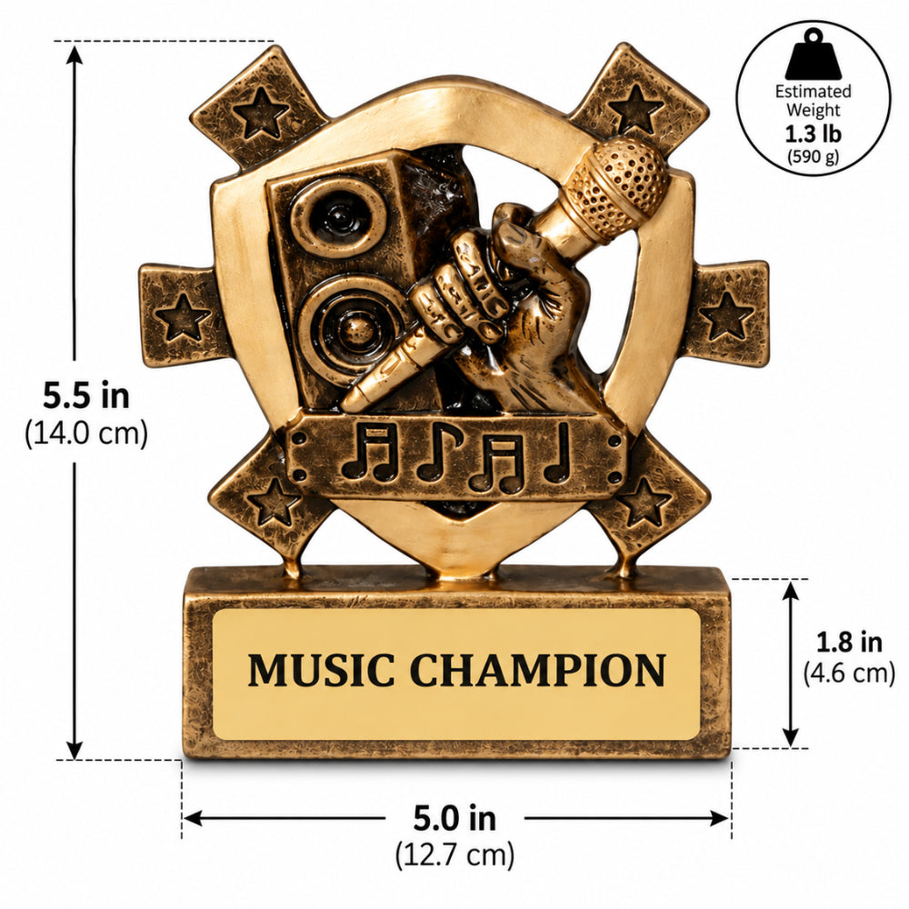 Mini Karaoké | Trophée Bouclier Gravé sur Mesure pour Concours de Chant