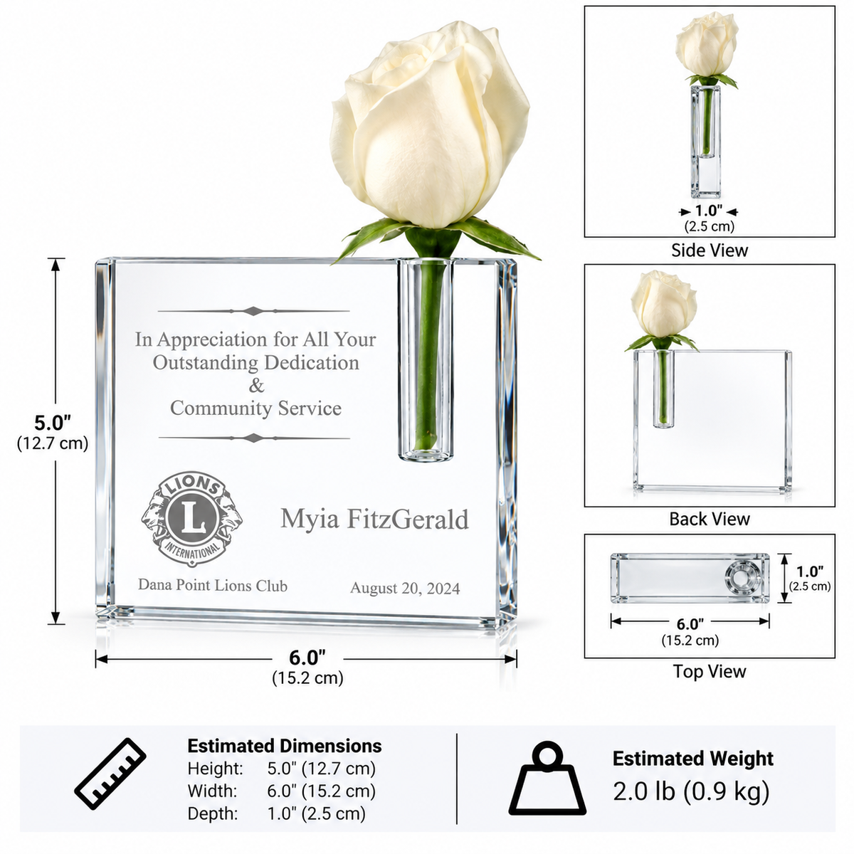 Community Rose | Community Service Appreciation Glass Award