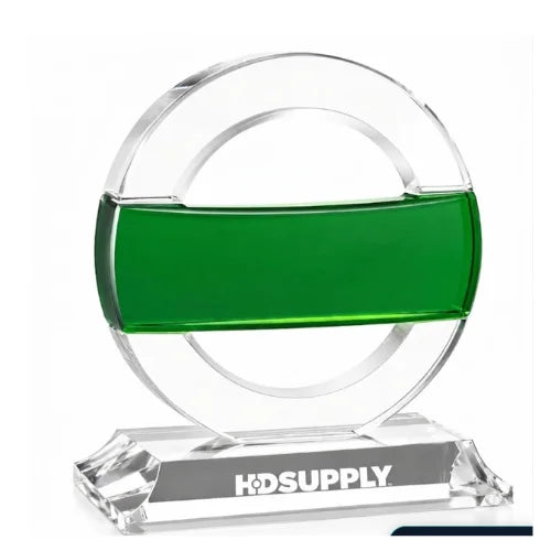 Personalized Greenville Crystal Award Trophy with Green Accent