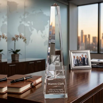Personalized Everest Obelisk Crystal Award Trophy