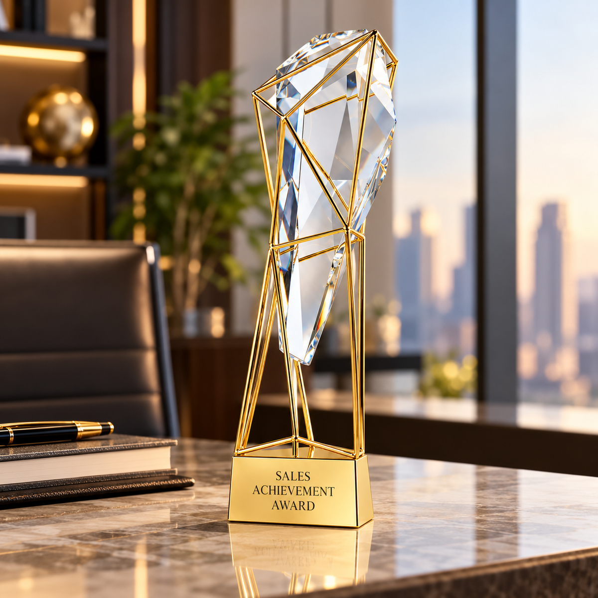 Golden Facet | Custom Crystal Sales Achievement Award