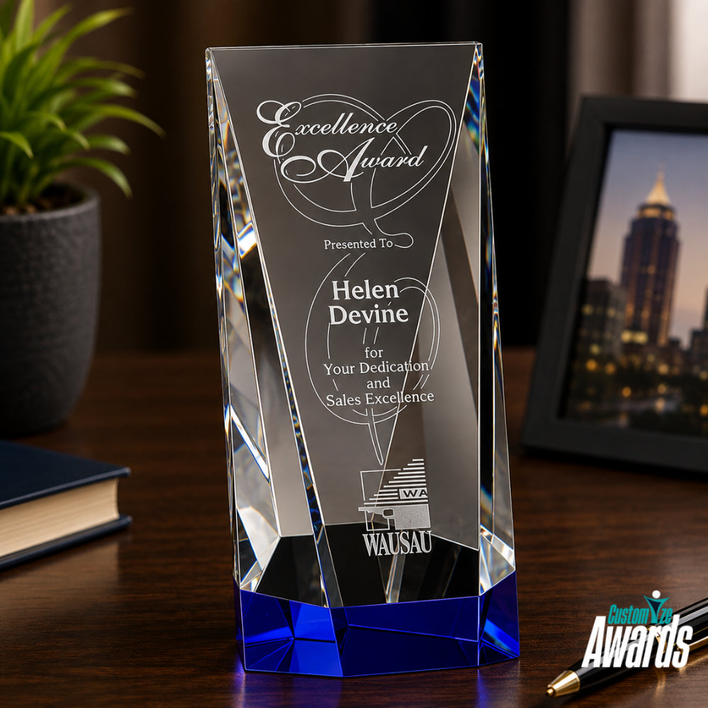 Cristal Indigo Valera | Trophée de reconnaissance gravé