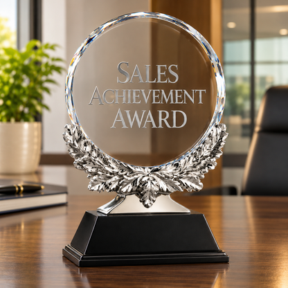 Sterling Laurel | Custom Crystal Sales Achievement Award