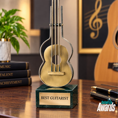 Guitare faite main | Trophée en métal pour une réussite musicale