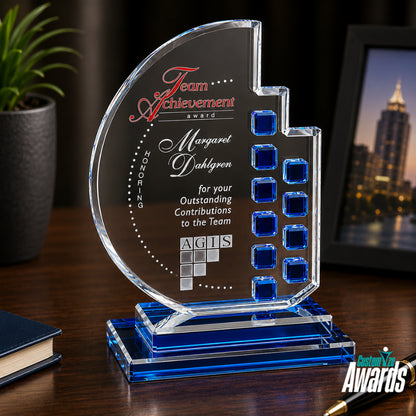 Cristal Azure Moon | Trophée gravé de reconnaissance