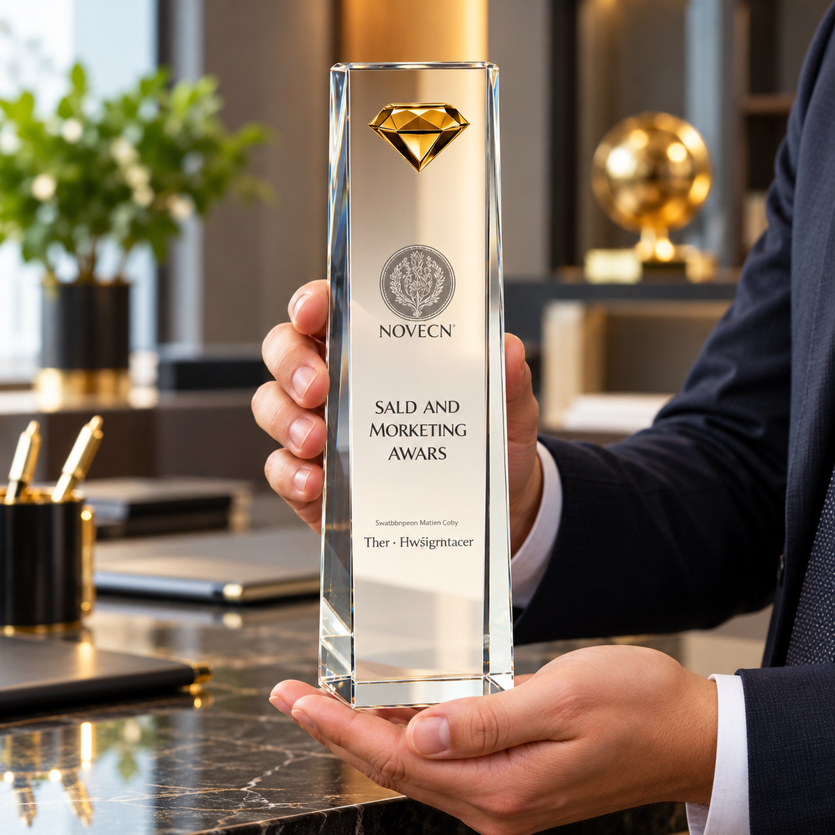 Diamond Crest | Custom Crystal Sales and Marketing Achievement Award