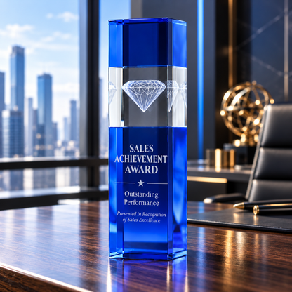Sapphire Crest | Custom Crystal Sales Achievement Award